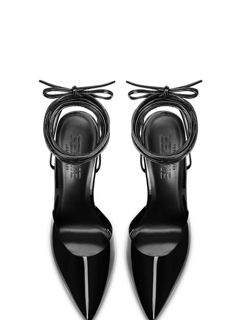 Femme LA Luisa Lace Up in GlazedBlack Pointed Toe Lace-Up Women's Heels